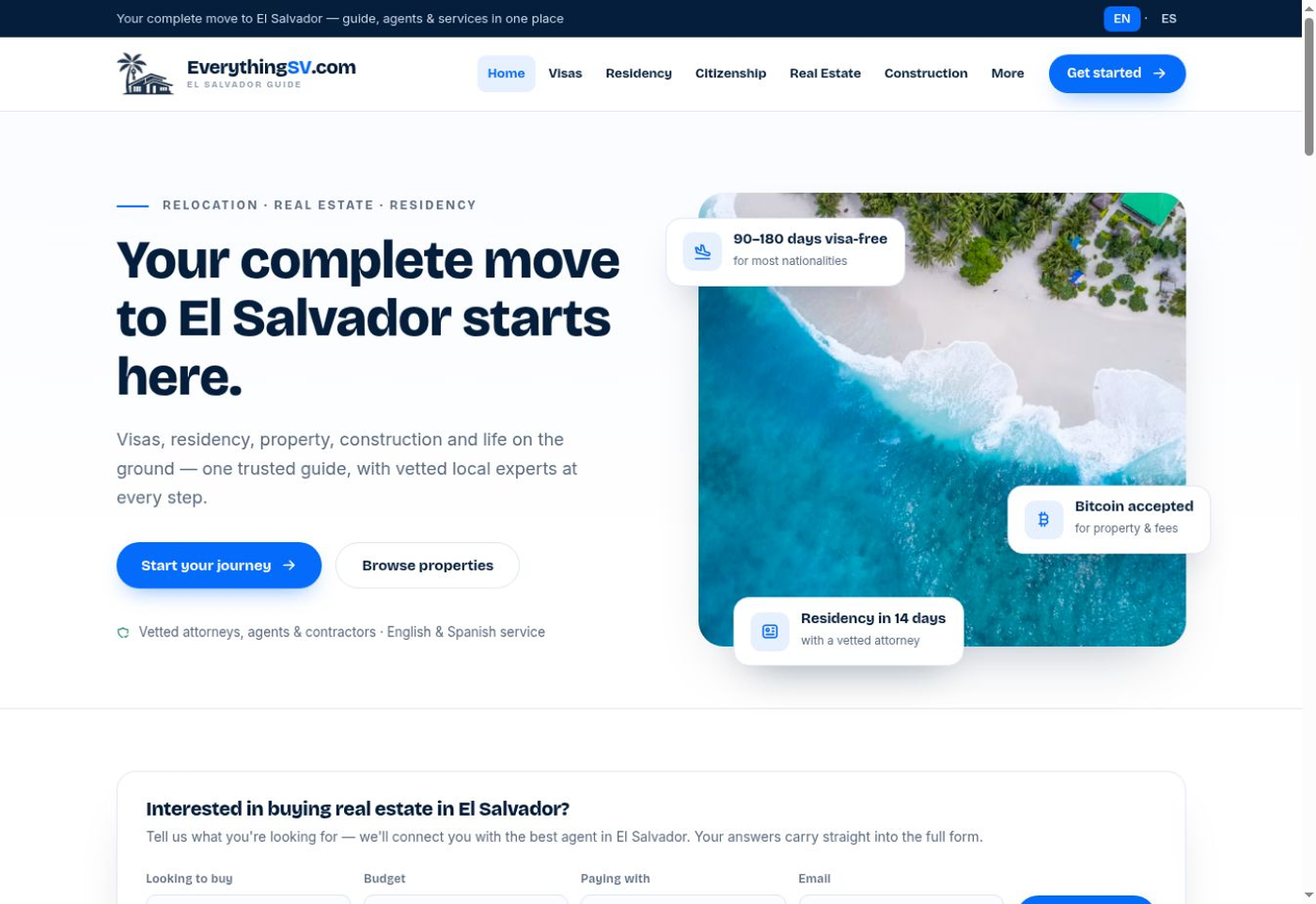 Everything El Salvador — website homepage